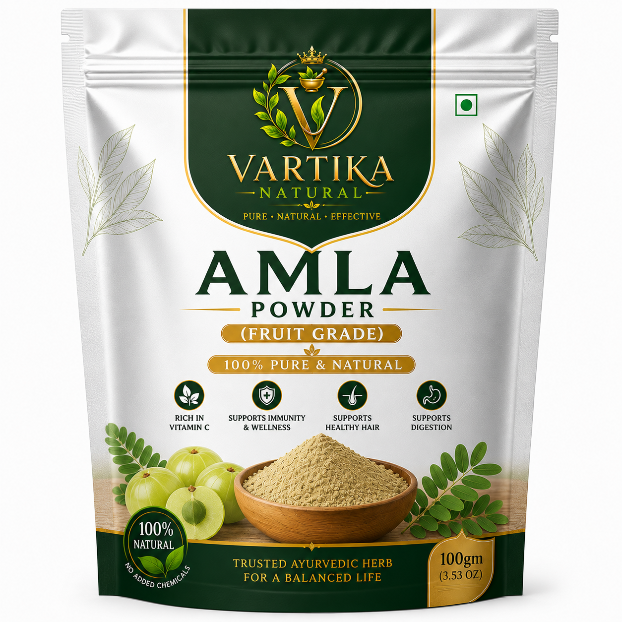 Premium Amla Powder (Fruit Grade) | 100% Pure & Natural Indian Gooseberry Powder | Vartika Natural - Image 2