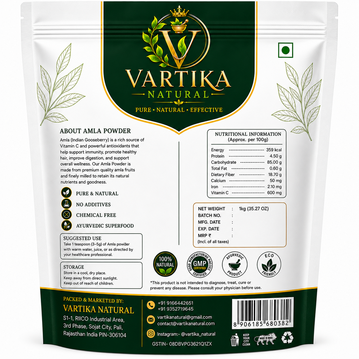 Premium Amla Powder (Fruit Grade) | 100% Pure & Natural Indian Gooseberry Powder | Vartika Natural - Image 9