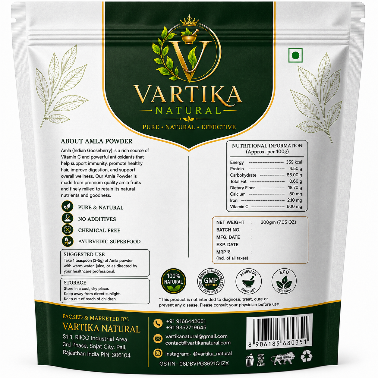 Premium Amla Powder (Fruit Grade) | 100% Pure & Natural Indian Gooseberry Powder | Vartika Natural - Image 5
