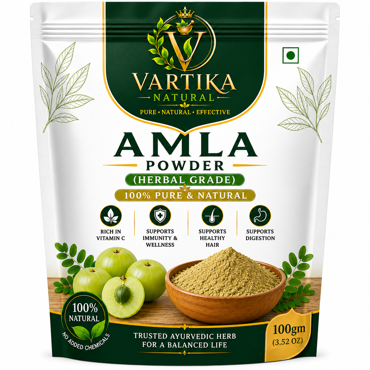 Premium Amla Powder (Herbal Grade) | 100% Pure Natural Herbal Amla Powder | Vartika Natural - Image 2