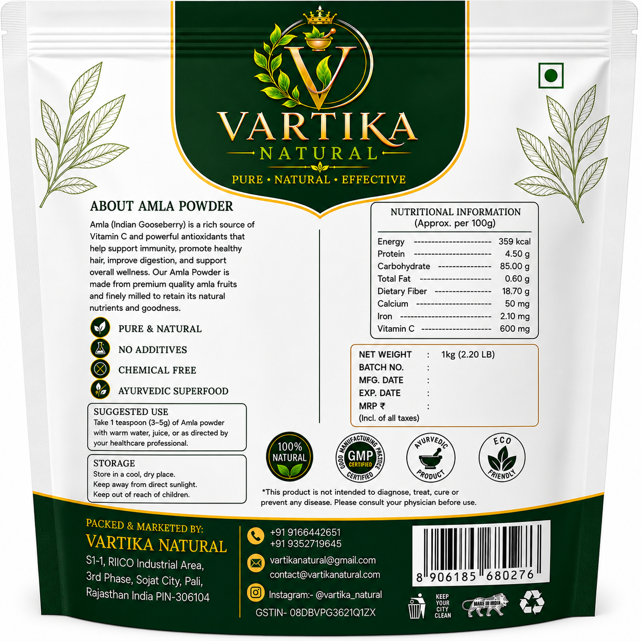 Premium Amla Powder (Herbal Grade) | 100% Pure Natural Herbal Amla Powder | Vartika Natural - Image 9