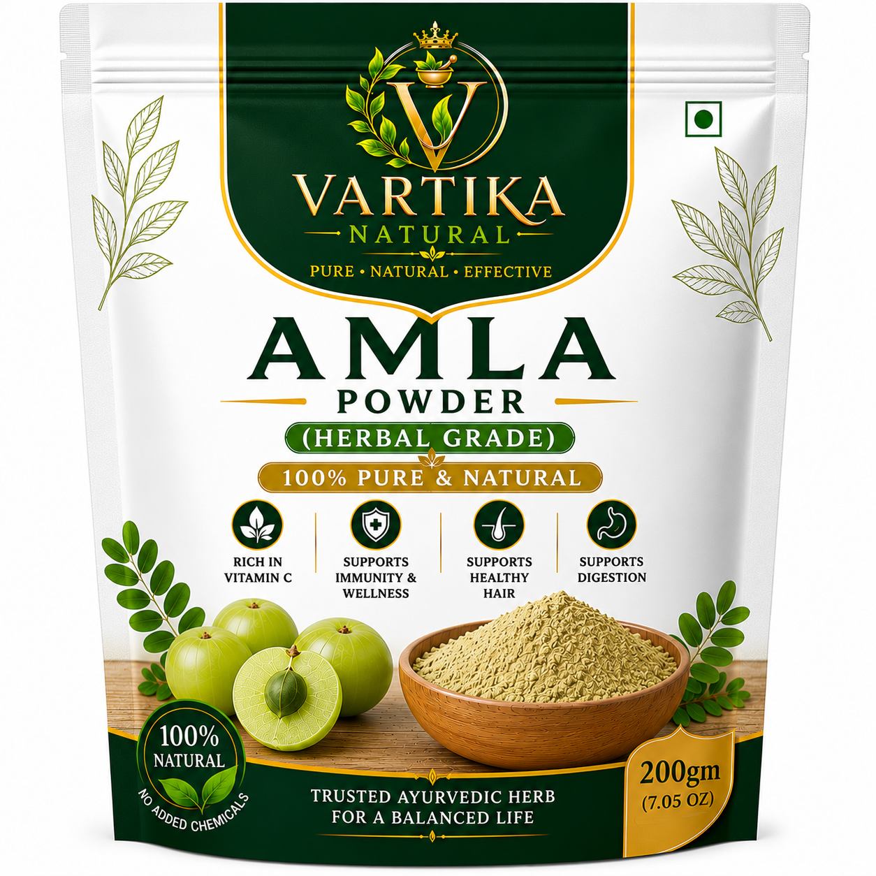 Premium Amla Powder (Herbal Grade) | 100% Pure Natural Herbal Amla Powder | Vartika Natural - Image 4