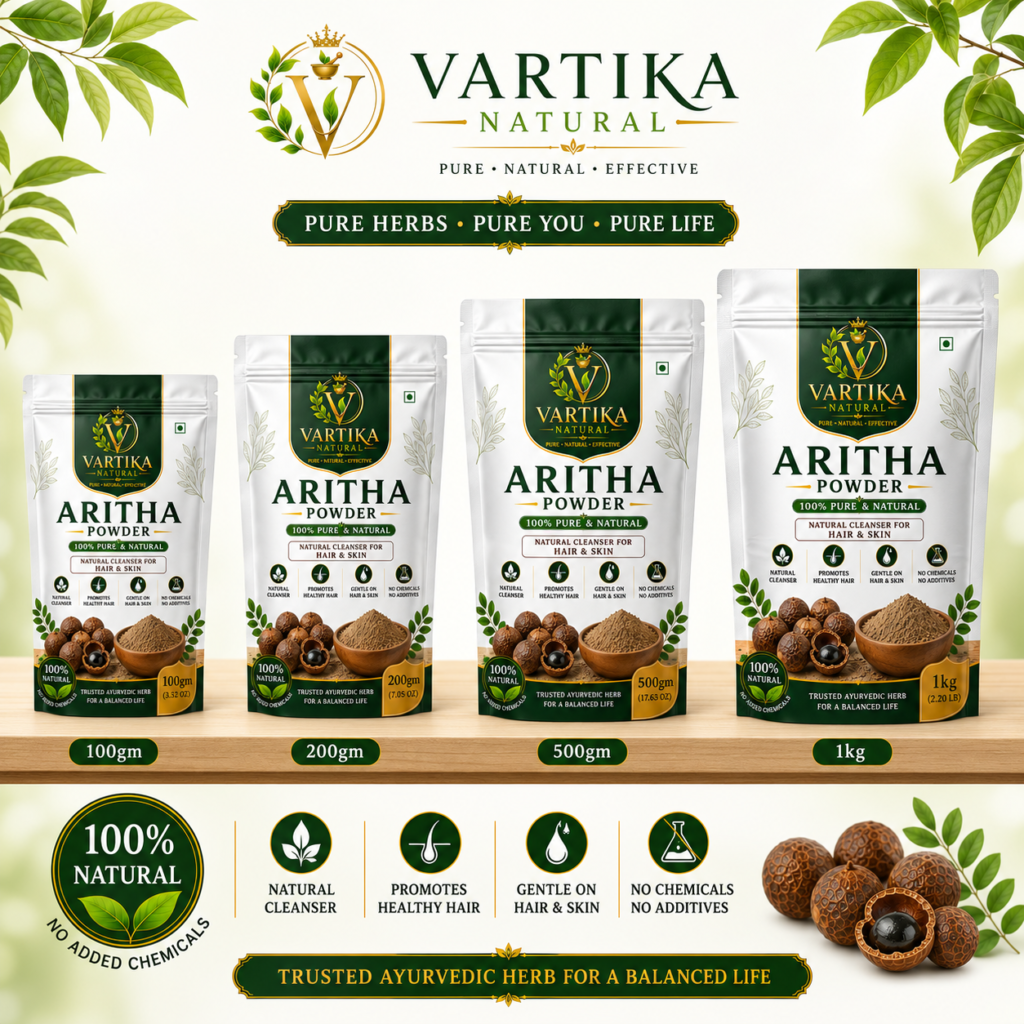 Premium Aritha Powder (Reetha Powder) | 100% Pure & Natural Soapnut Powder | Vartika Natural