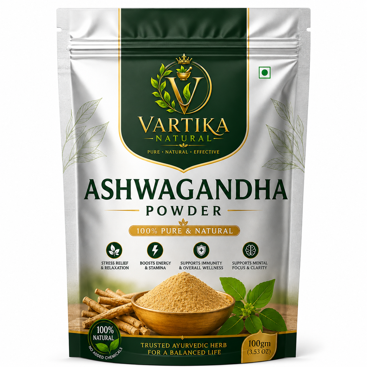 Premium Ashwagandha Powder (Withania Somnifera) | 100% Pure & Natural | Vartika Natural - Image 2